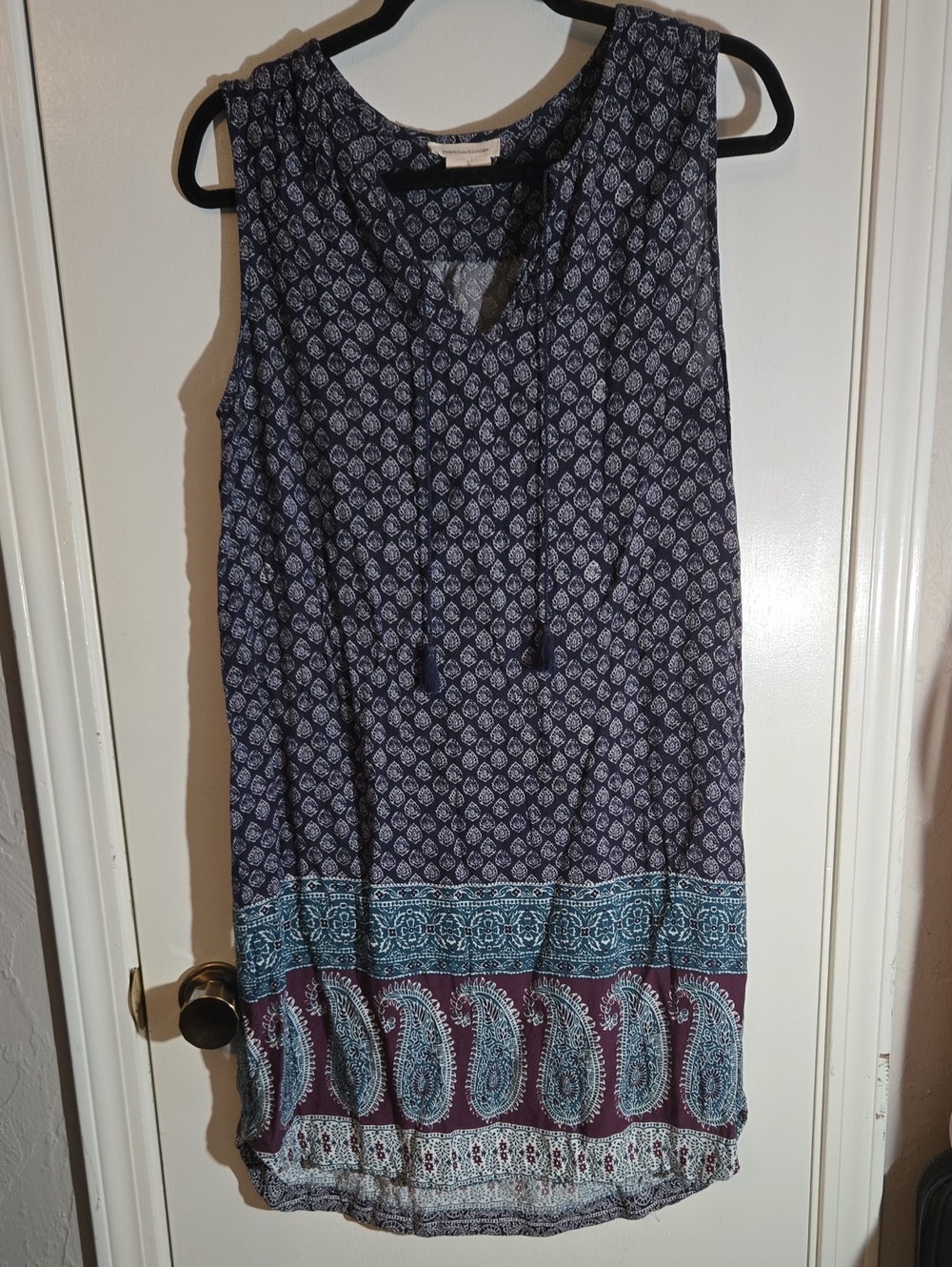 beachlunchlounge Navy and Teal Printed Tunic Top